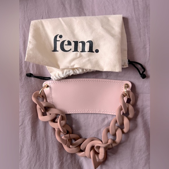 NWT I AM FEM  leather cup holder with chain a gold hardware - Picture 3 of 4